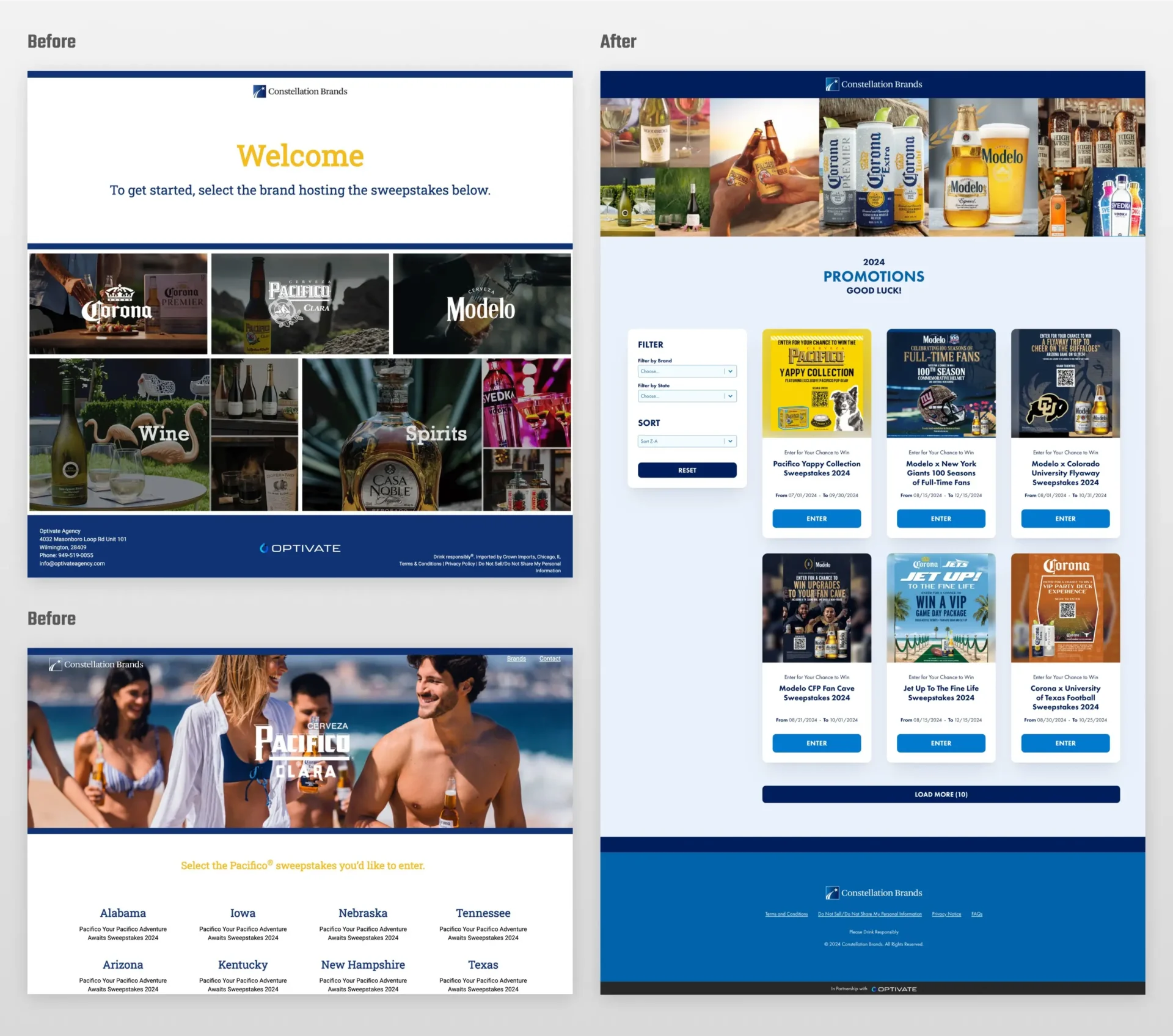 Desktop CBI Form Fill Homepage Before and After screenshots
