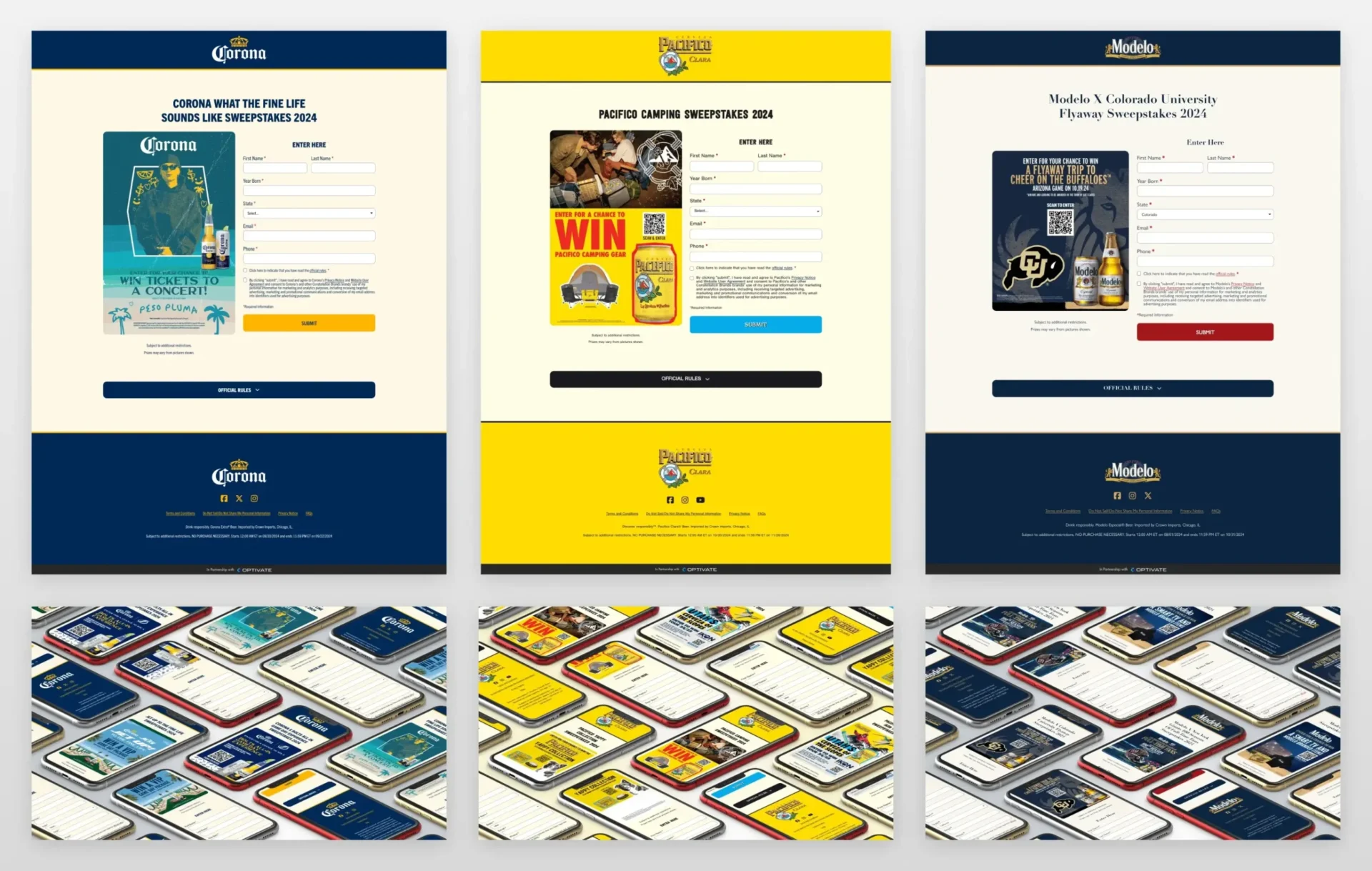 Desktop and mobile views of the CBI Form Fill redesigned single sweepstakes pages