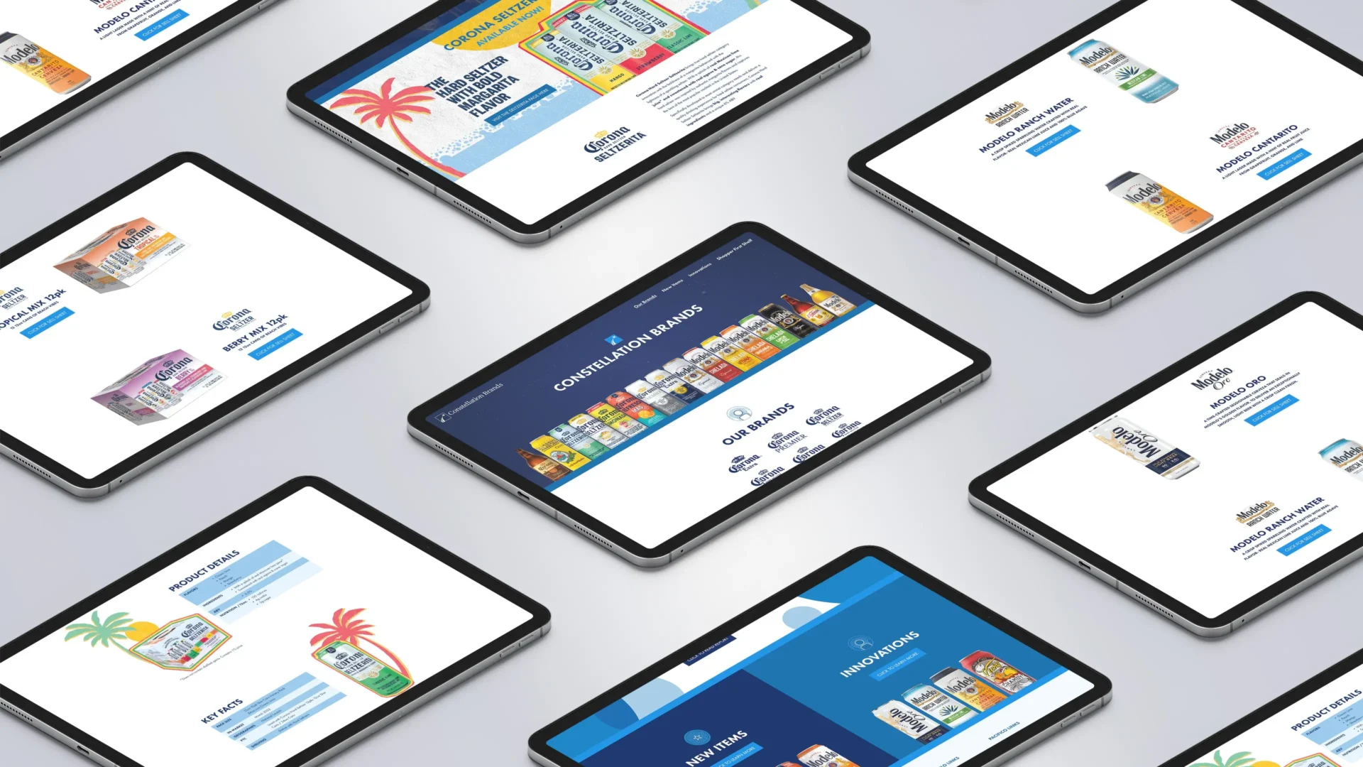 CBI NACS Website showing various pages on multiple tablets
