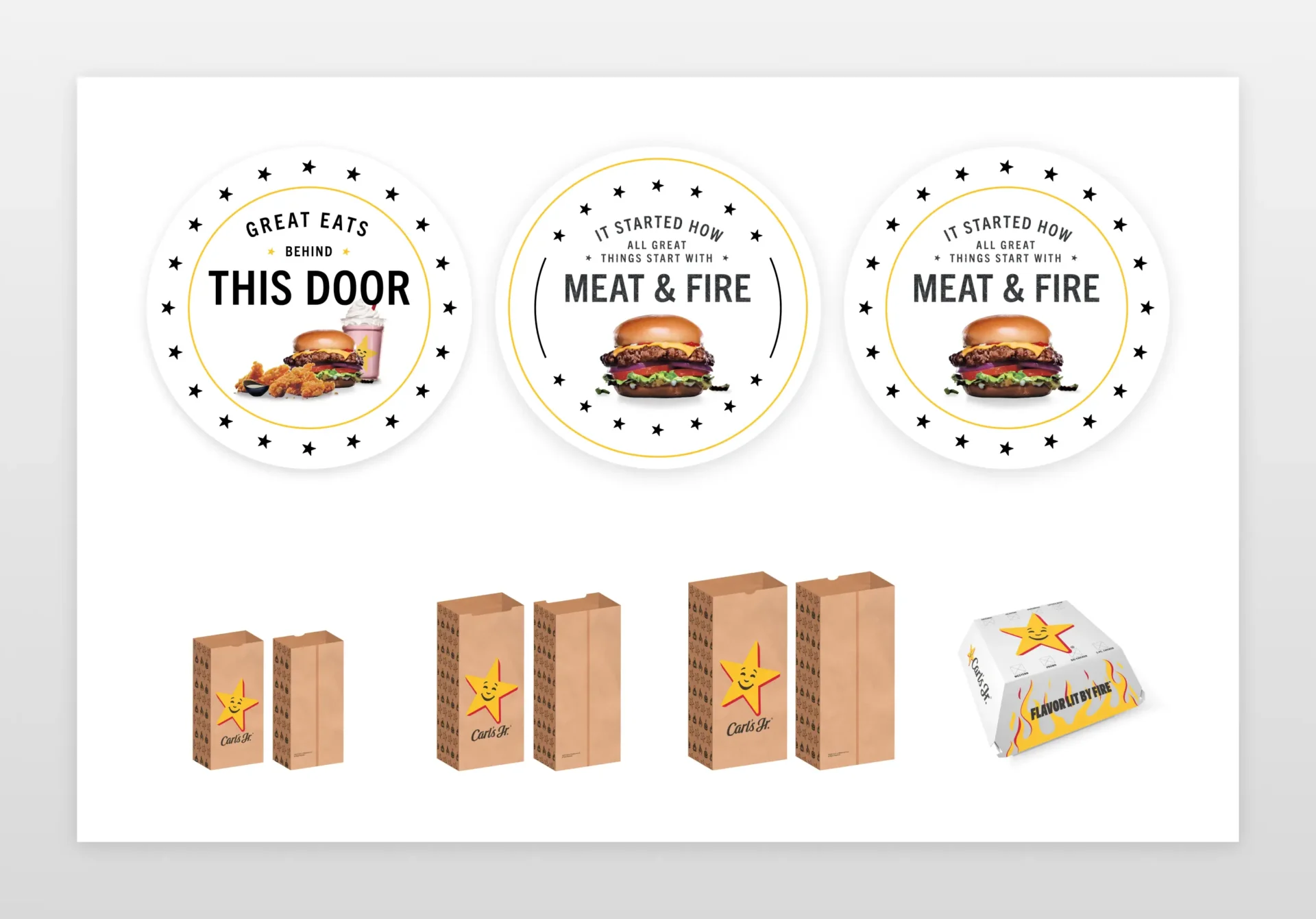 Carl's Jr. packaging and window signage