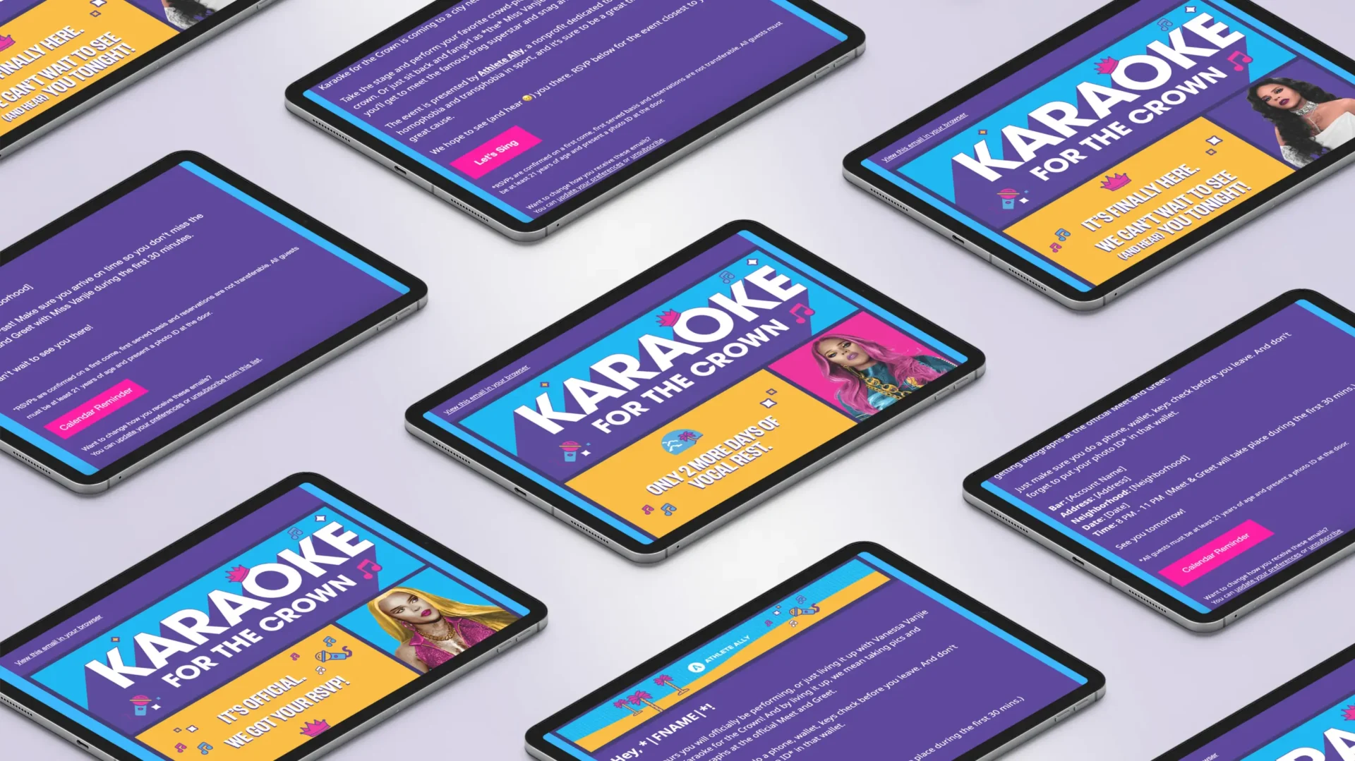 Karaoke for the Crown email iPad view