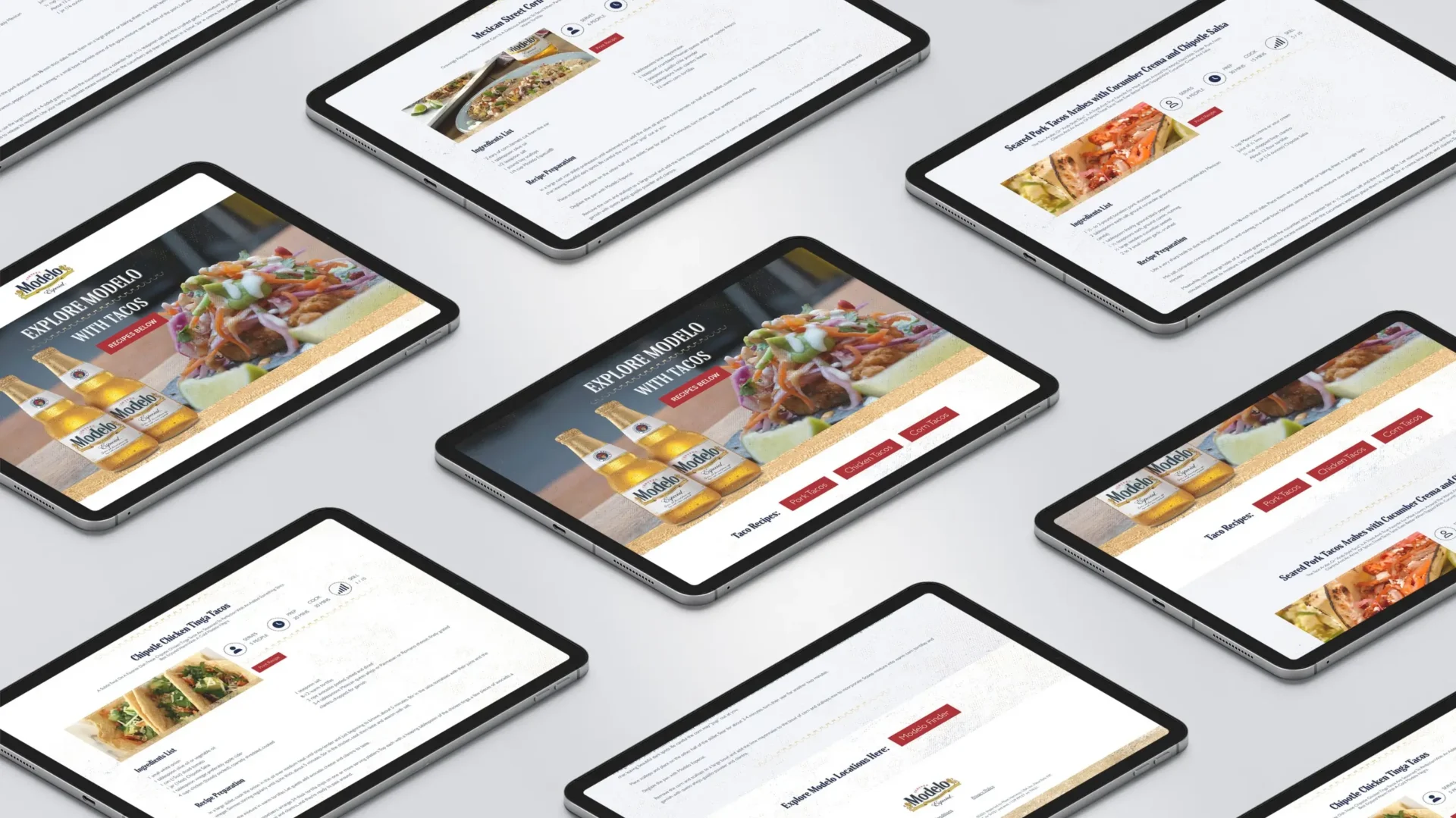 Modelo USA taco recipes tablet multi view